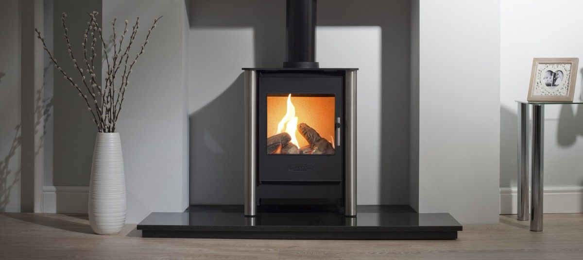 Fireplace Superstore Unique Esse 525 Remote Control Gas Stove with Stainless Steel Legs