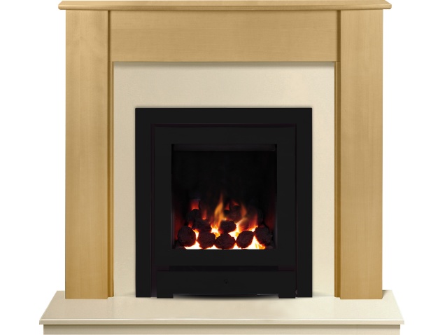 Fireplace Surround Best Of the Capri In Beech & Marfil Stone with Crystal Montana He Gas Fire In Black 48 Inch