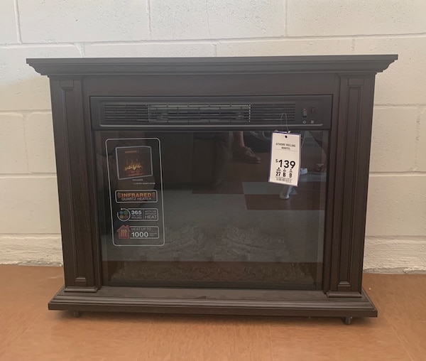 Greentouch 33 in W x 26 in H x 10 5 in D Rolling Fireplace Mantel e0794a53a61ca03ffd7dc3f7bb8b2131