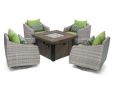 Fireplace Table Outdoor Luxury Cannes 5 Piece Motion Wicker Patio Fire Pit Conversation Set with Ginkgo Green Sunbrella Cushions