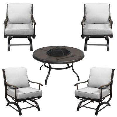 Fireplace Table Outdoor Luxury Redwood Valley 5 Piece Black Steel Outdoor Patio Fire Pit Seating Set with Bare Cushions