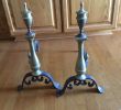 Fireplace tool Lovely Two solid Brass Fireplace andirons they are solid Brass the Light Distorted the Color