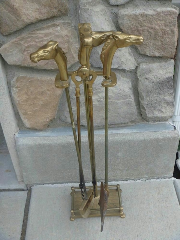 Fireplace tool Sets Beautiful Brass Horse Head Fireplace tools