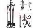 Fireplace tools Set Elegant 5 Pieces Scroll Fireplace tools Set Black Cast Iron Fire Place toolset