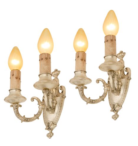 Fireplace Wall Sconces Unique ornate Classical Revival 2 Light Sconces W Silver Plating