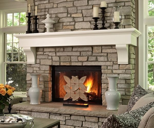 Fireplace White New Stone Fireplace White Wood Mantel