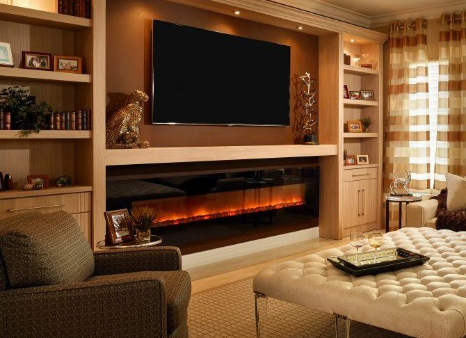 Fireplace with Tv Above with Built Ins Lovely Glowing Electric Fireplace with Wood Hearth and Mantel