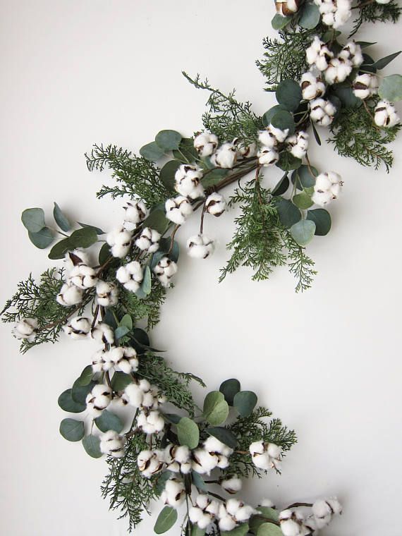 Eucalyptus and cotton Artificial Fireplace Mantle Garland 160de fa5dfa0d4d601fd536dd7