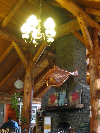 Handmade copper halibut sculpture over the fireplace handmade copper halibut