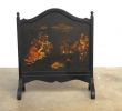 Flat Panel Fireplace Screen New Black Lacquer Chinoiserie Decorated Fireplace Screen at 1stdibs