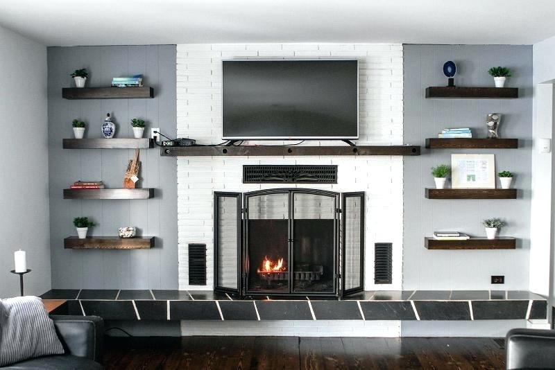 floating fireplace image of floating shelves next to fireplace floating fireplace mantel brackets