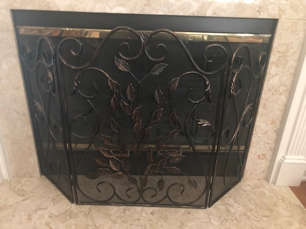 Bronze tri fold metal fireplace screen 8cdf0dc8b d8c257f7d f6c