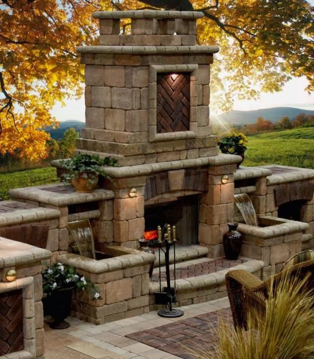 Garden Fireplace Luxury Outdoor Fireplace with Fountains I Like the Lighting On the