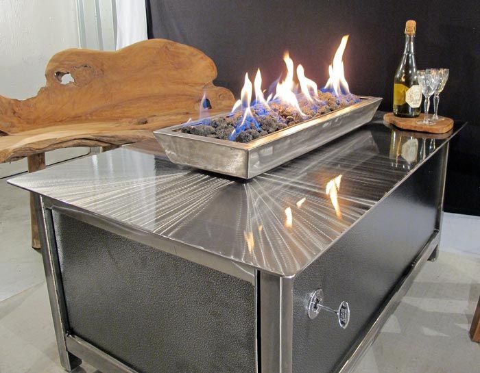 Gas Fireplace Box Elegant Modern Industrial Outdoor Steel Fire Table with Stainless