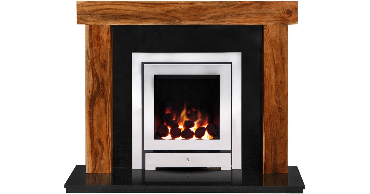 the fenchurch in acacia & granite with crystal montana he gas fire in chrome 54 inch