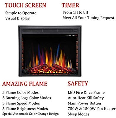 Gas Fireplace Flame Adjustment Lovely Rwflame 32" Electric Fireplace Insert Freestanding & Recessed Electric Stove Heater touch Screen Remote Control 750w 1500w with Timer & Colorful Flame