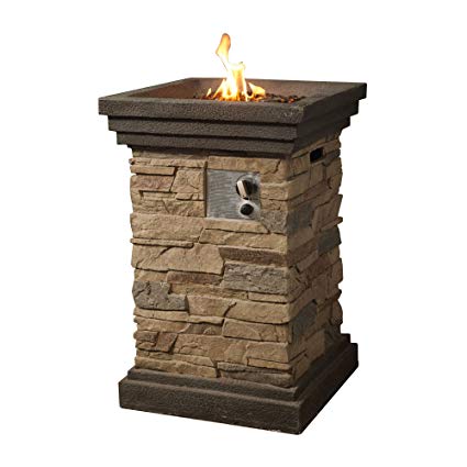 Gas Fireplace Glass Rocks New Peaktop Hf A Square Column Propane Gas Fire Pit Outdoor Garden Slate Rock 20 Inches Brown