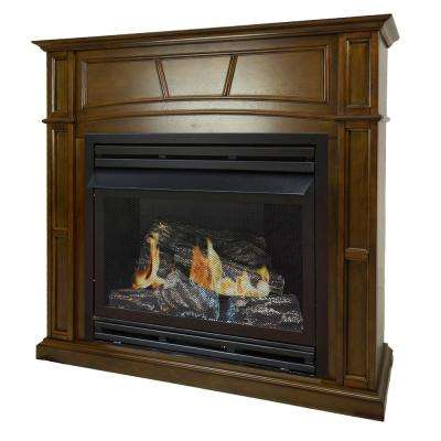 46 in Full Size Ventless Natural Gas Fireplace in Heritage heritage oak pleasant hearth ventless gas fireplaces vff ph32ng h1 64 400 pressed