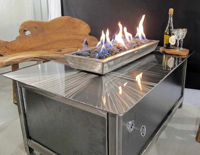 Gas Fireplace Table New Modern Industrial Outdoor Steel Fire Table with Stainless