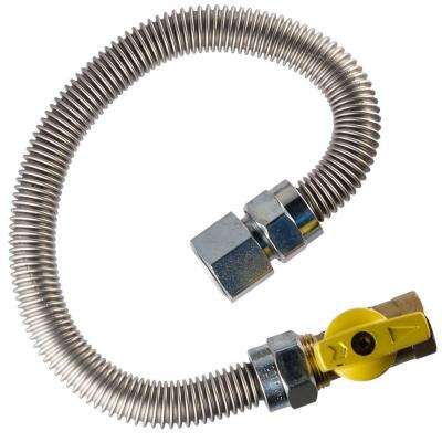 1 2 in FIP x 1 2 in FIP Gas Valve x 48 in Range Connector 5 8 in O D silver home flex supply lines hfrc 5k 48 64 400 pressed
