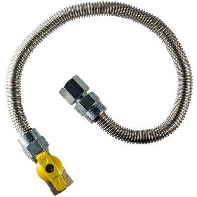 1 2 in FIP x 1 2 in FIP Gas Valve x 60 in Heater Connector 3 8 in O D silver home flex supply lines hfhc 5k 60 64 400 pressed