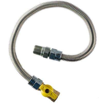 3 8 in MIP x 1 2 in FIP Gas Valve x 24 in Heater Connector 3 8 in O D silver home flex supply lines hfhc 4k 12 64 400 pressed