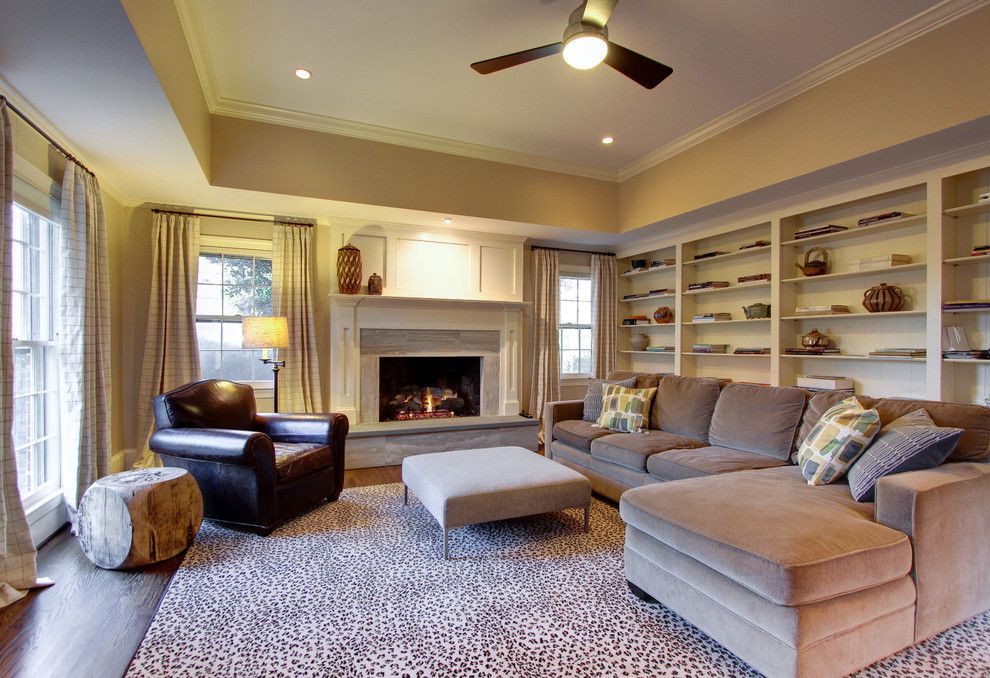 Great Room Fireplace Beautiful Beautiful Leopard Rug In Family Room Traditional with Tray