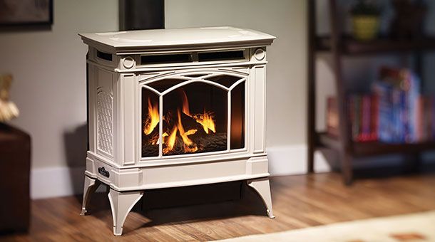 Hampton Fireplace Luxury Shown with Enamel Seaside Sand Finish