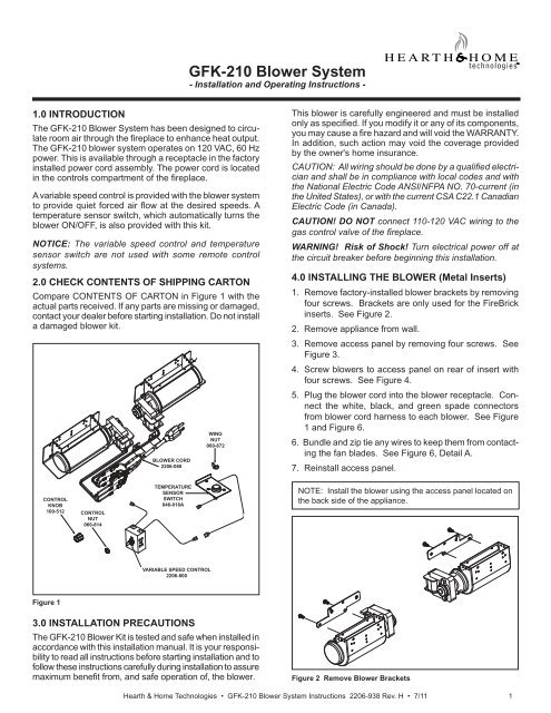 gfk 210 blower system heatilator fireplaces