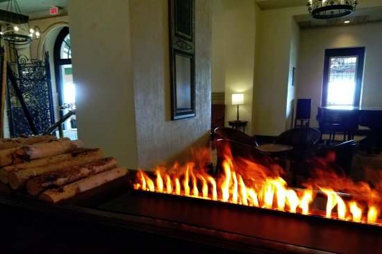 Unique light mist fire feature in the lobby area Picture mist fire feature in