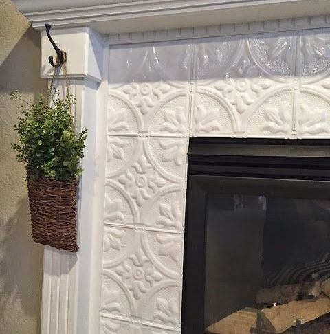 How to Tile Fireplace Awesome Fireplace Makeover with Tin Tile Fireplaces