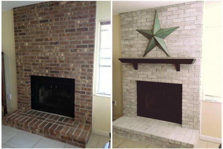 How to Whitewash A Fireplace Awesome Whitewash Brick Fireplace before and after …