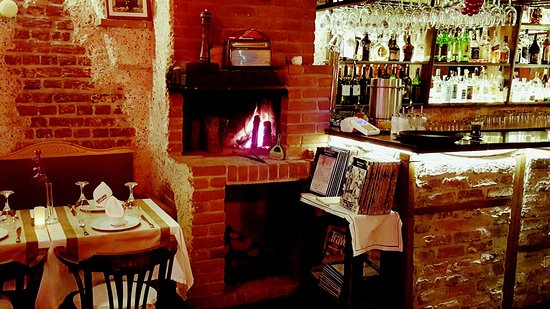 indoor restaurant fireplace