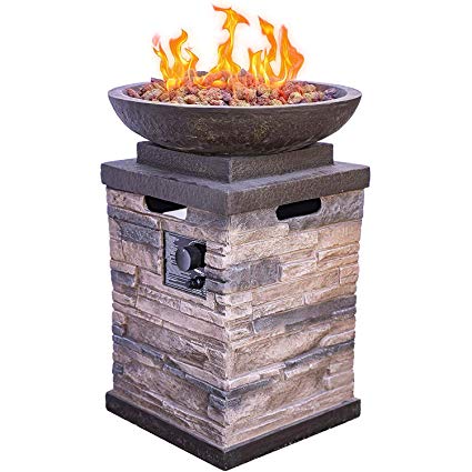 Indoor Outdoor See Through Gas Fireplace Beautiful Bond Manufacturing Newcastle Propane Firebowl Realistic Stone Look Firepit Heater 40 000 Btu Outdoor Gas Fire Pit 20 Lb Natural