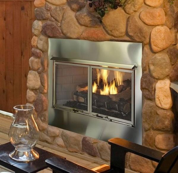 Villa Outdoor Gas Fireplace w Traditional Interior ODVILLAG 42T