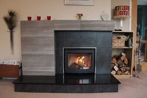 Install Fireplace Insert Awesome Porcelain Tiled Fireplace Contura I5 Inset Scarlett