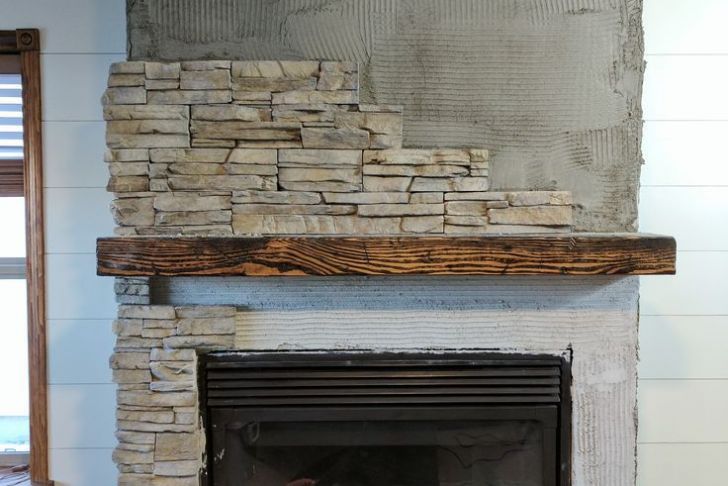 Install Stacked Stone Fireplace Beautiful How We Transformed Our Ugly Fireplace Using Stacked Stone