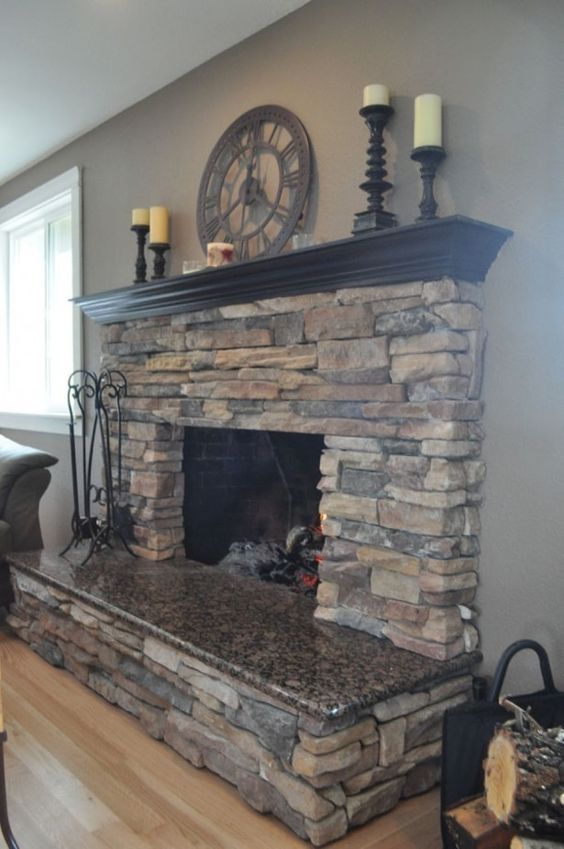 Install Stacked Stone Fireplace Unique Modern Country Fireplace Google Search