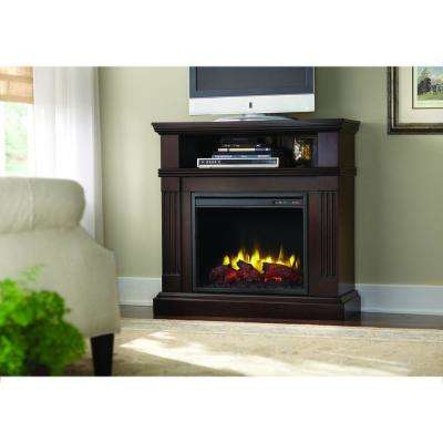 Edison 40 in Convertible Media Console Electric Fireplace in Tobacco tobacco home decorators collection corner electric fireplaces 268 67 72 y 64 400 pressed