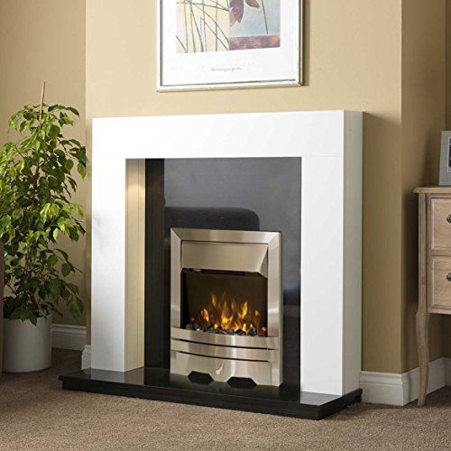 Electric White Surround Black Silver Steel LED Flame Fire 0d2e9a741a9dc ed7d39d1eb