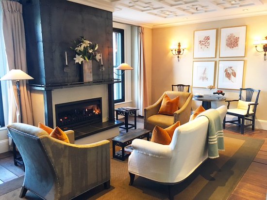 Living room with a very effective fireplace Picture of living room with a very
