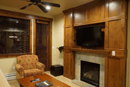 Living Room with TV Fireplace and door to balcony Picture living room with tv fireplace
