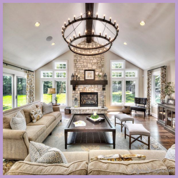 Beautiful vaulted stone fireplace and ceiling with beige and 0da2ce7de1ae77e22de6a67b