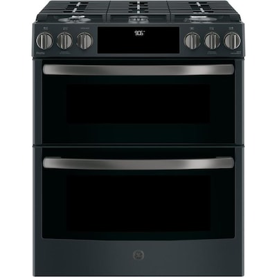 Lowes Electric Fireplace Tv Stands Awesome Profile 5 Burner 4 3 Cu Ft 2 4 Cu Ft Self Cleaning and Double Oven True Convection Gas Range Black Slate Mon 30 In Actual 30 In
