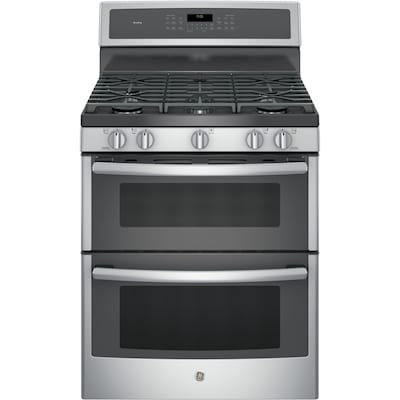 Profile 5 Burner 4 3 cu ft 2 5 cu ft Self cleaning Double Oven Convection Gas Range Stainless Steel mon 30 in Actual 30 in