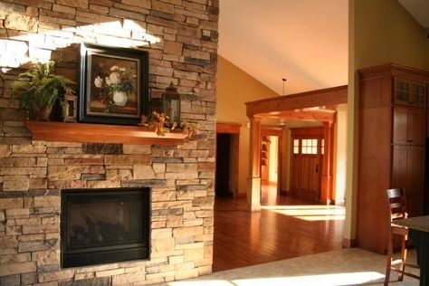 Manufactured Stone Fireplace Awesome Cultured Stone Fireplace with Craftsman Style Mantle