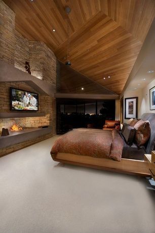 Master Bedroom with Fireplace Awesome Contemporary Master Bedroom with Cement Fireplace Built In