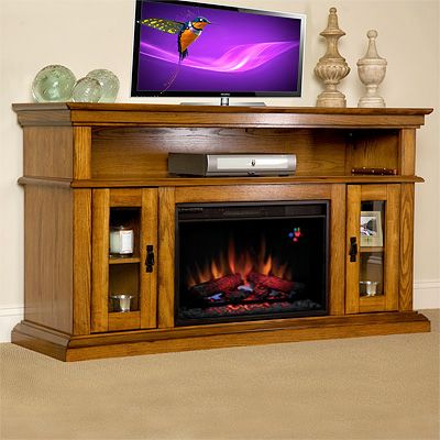 Media Center Fireplace Luxury 3 Brookfield 26" Premium Oak Media Console Electric
