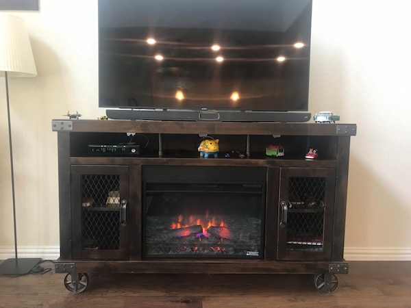 Media Console with Fireplace Luxury Rustic Tv Stand and Electric Fireplace