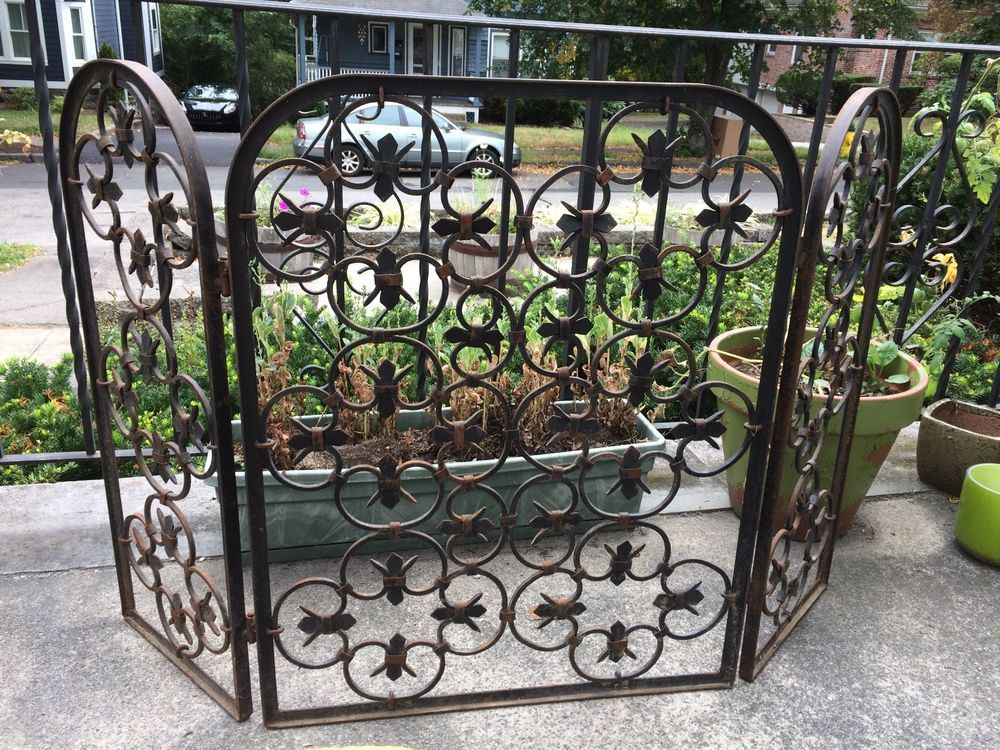 Metal Fireplace Screen Best Of Antique ornate Cast Iron Folding 3 Panel Fireplace Screen